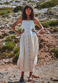 Rochie femei din muselină dublă de bumbac - Celosie Double Cream