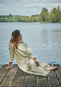 Rochie din muselină dublă de bumbac - Garua Almond Milk Poudre Organic HipHip.ro