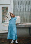 Rochie femei din muselină dublă de bumbac - Garua Faded Denim