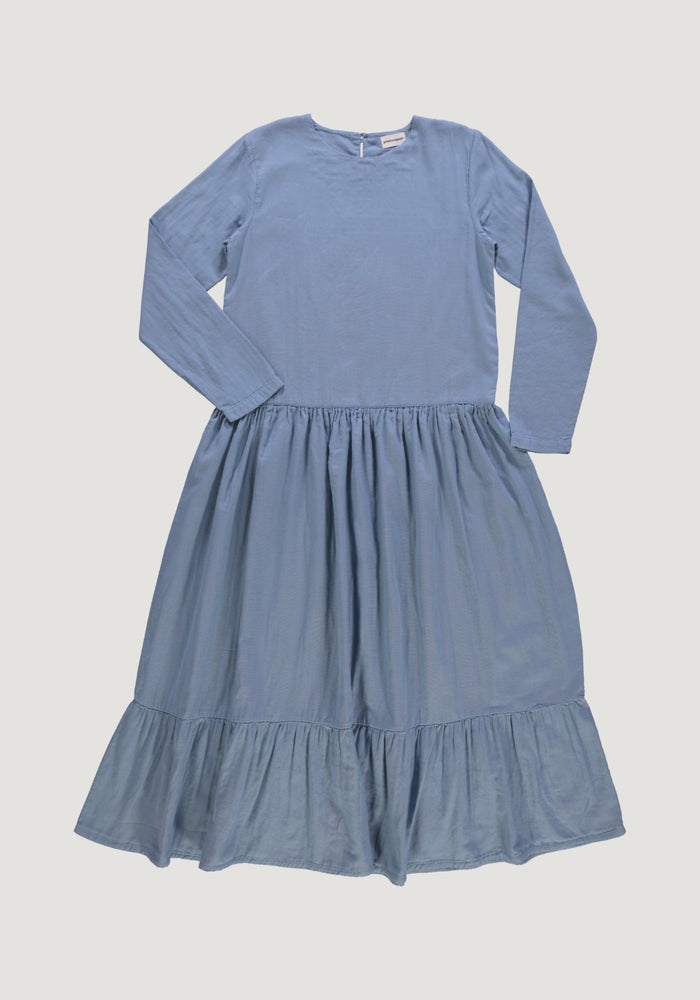 Rochie femei din muselină dublă de bumbac - Garua Faded Denim