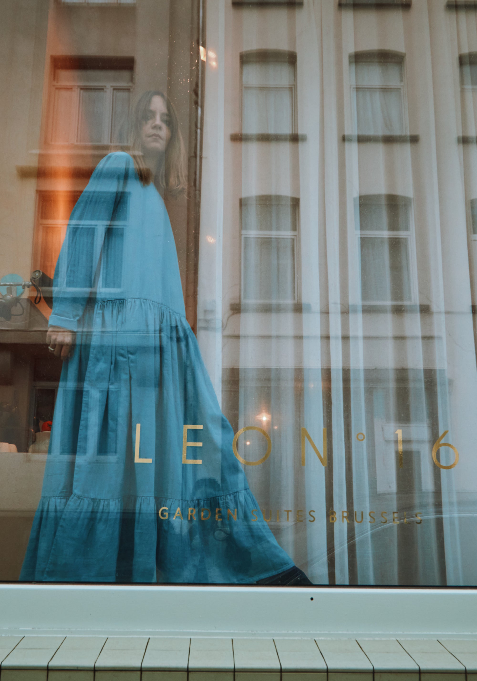 Rochie femei din muselină dublă de bumbac - Garua Faded Denim