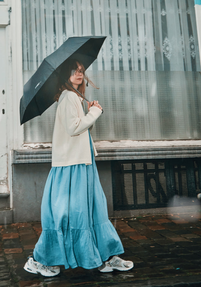Rochie femei din muselină dublă de bumbac - Garua Faded Denim