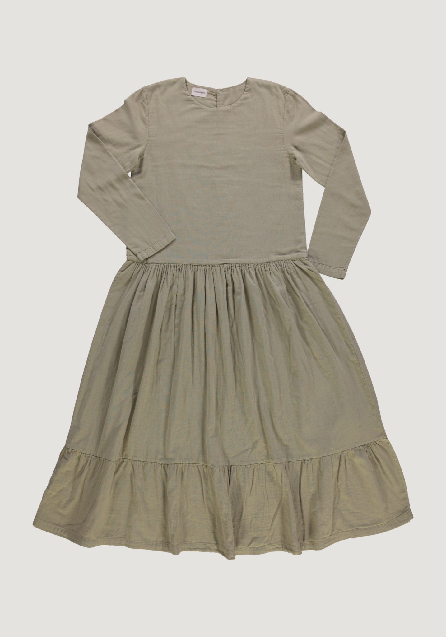 Rochie femei din muselină dublă de bumbac - Garua Olive Gray