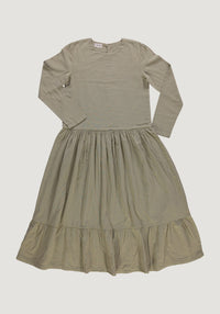 Rochie femei din muselină dublă de bumbac - Garua Olive Gray