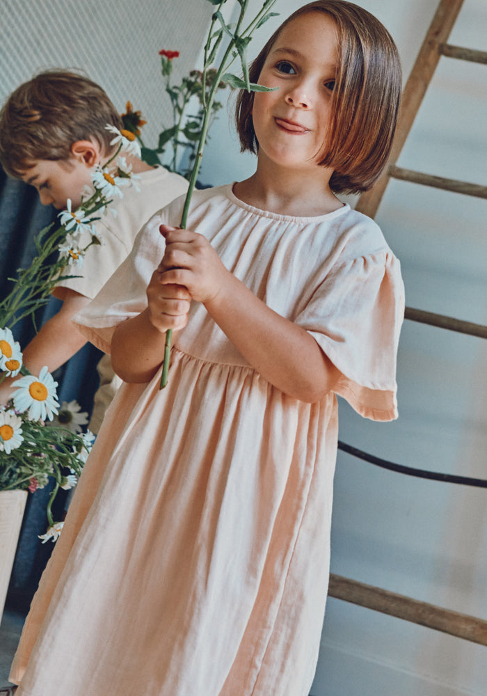 Rochie muselină dublă din bumbac - Lilas Scallop Shell