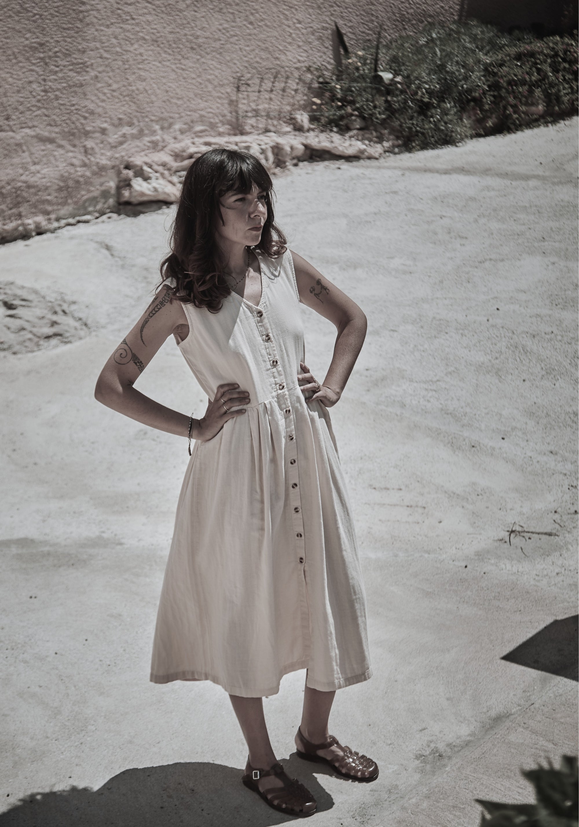 Rochie muselină dublă din bumbac - Paquerette Pastel Yellow