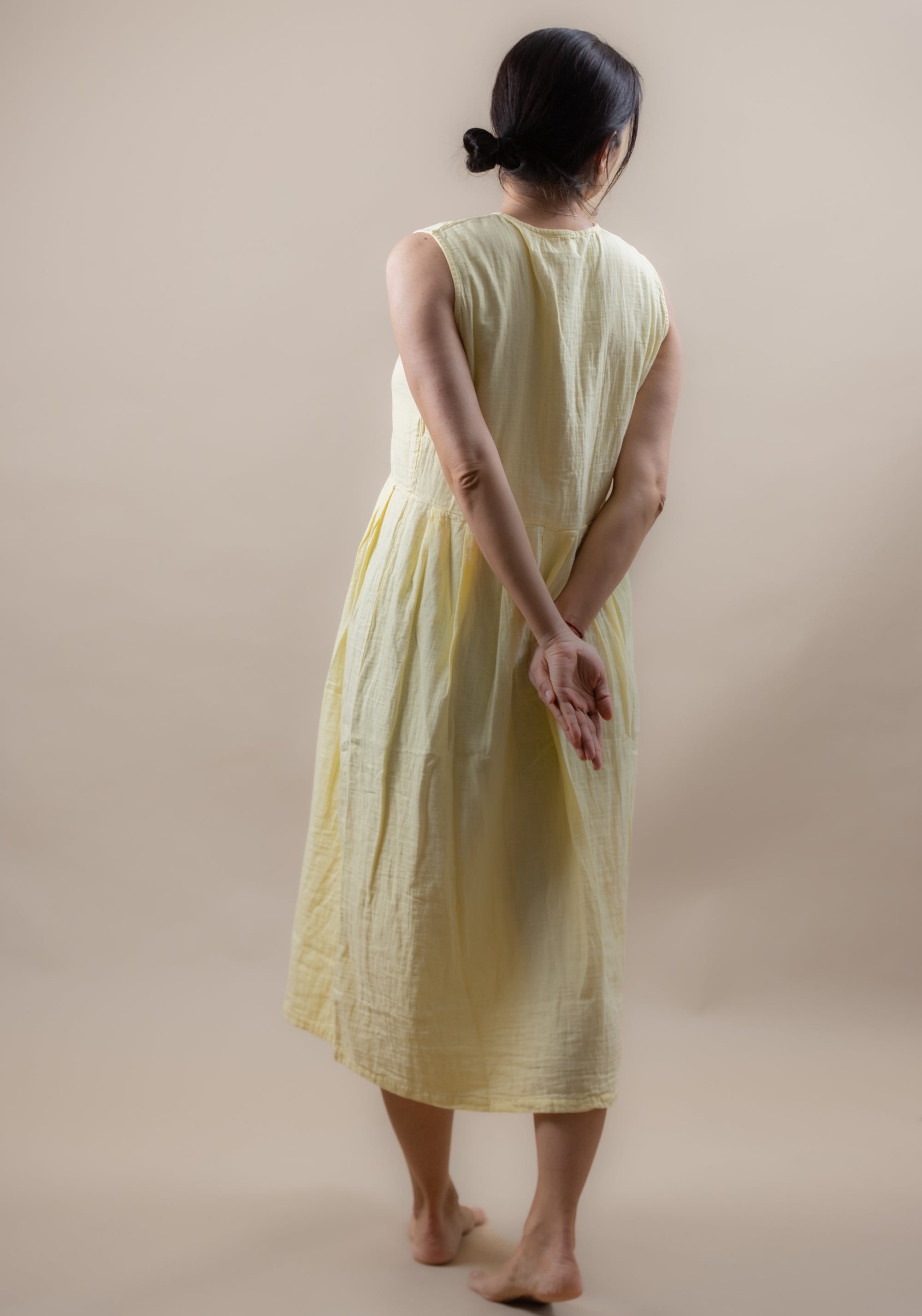 Rochie muselină dublă din bumbac - Paquerette Pastel Yellow
