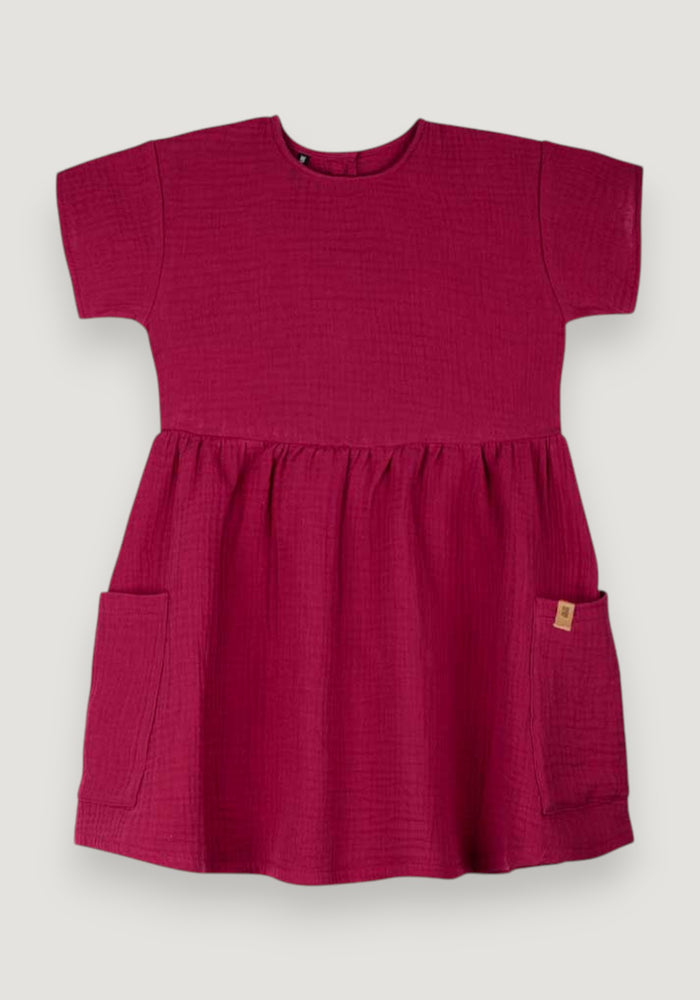 Rochie muselină dublă din bumbac - Raspberry