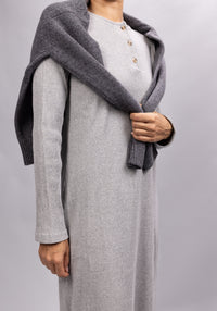 Rochie rib femei din bumbac - Tagete Gris Clair Chine Poudre Organic HipHip.ro