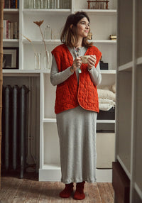 Rochie rib femei din bumbac - Tagete Gris Clair Chine Poudre Organic HipHip.ro