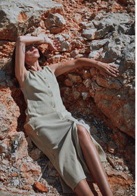 Rochie rib femei din bumbac - Iris Olive Gray