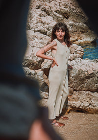 Rochie rib femei din bumbac - Iris Olive Gray