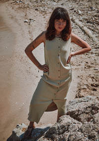 Rochie rib femei din bumbac - Iris Olive Gray