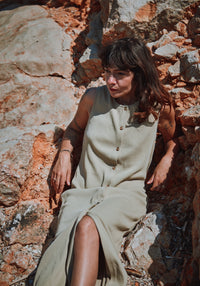 Rochie rib femei din bumbac - Iris Olive Gray