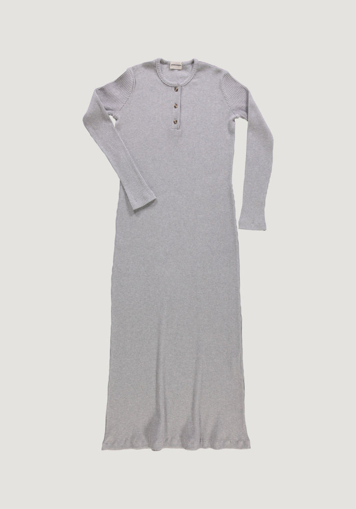 Rochie rib femei din bumbac - Tagete Gris Clair Chine Poudre Organic HipHip.ro