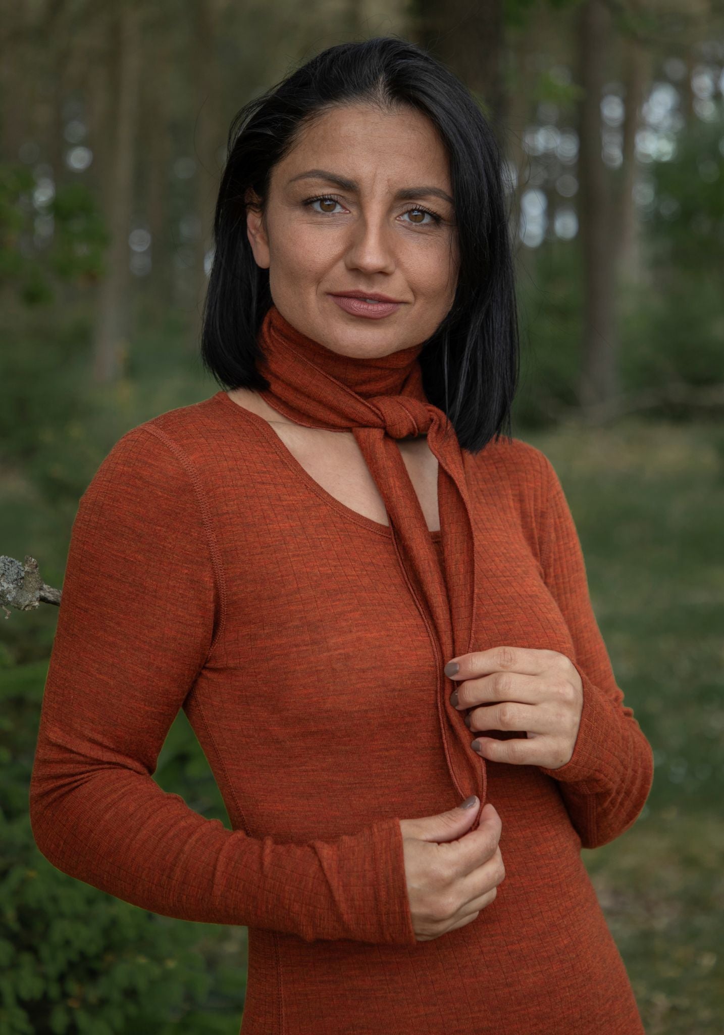 Eșarfă dublată femei din lână merinos - Basic Russet