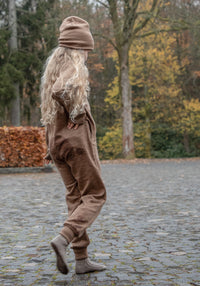 Salopetă brushed din lână merinos - Warm Brown
