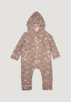 Salopetă cu botoși și mănuși din lână fiartă - Cashmere Dots