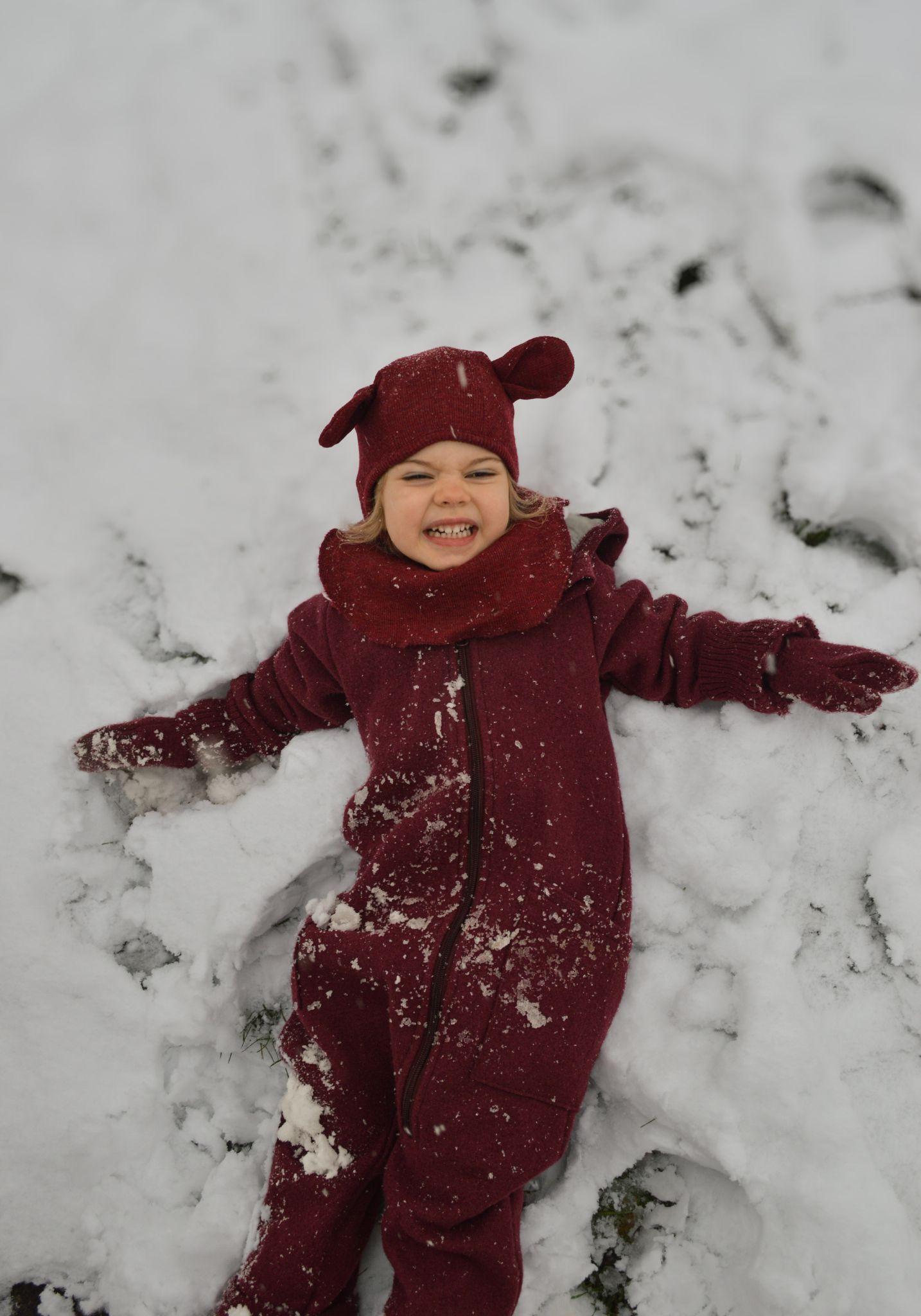 Cagulă lână merinos - Teddy Bear Wild Pomegranate