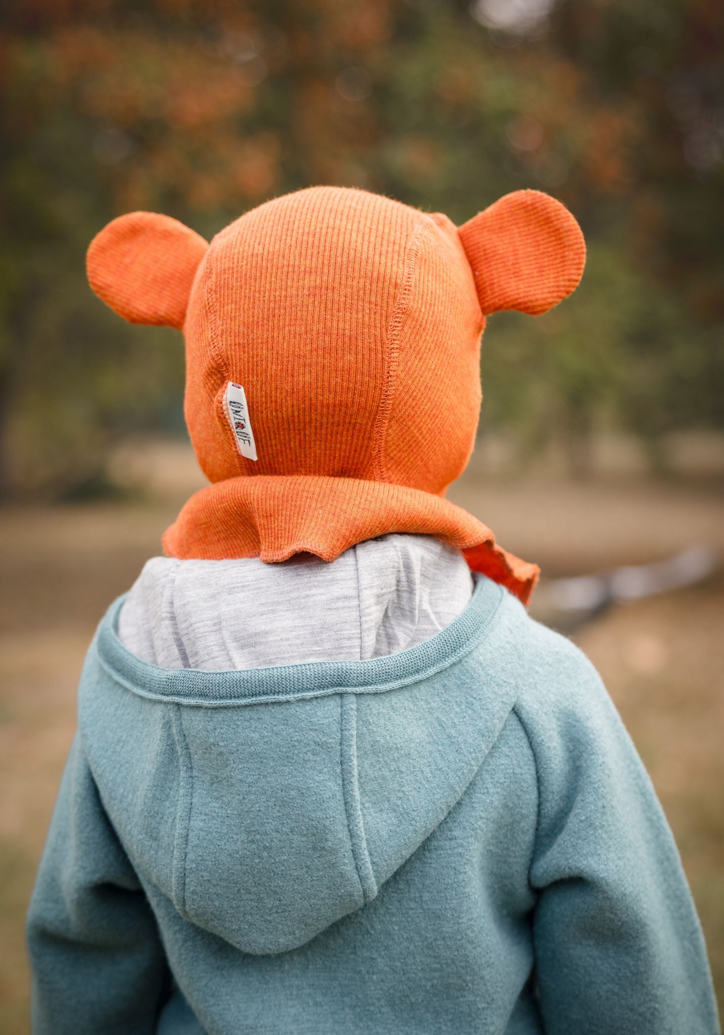 Salopetă cu mănuși și botoși din lână merinos fiartă - Eucalyptus