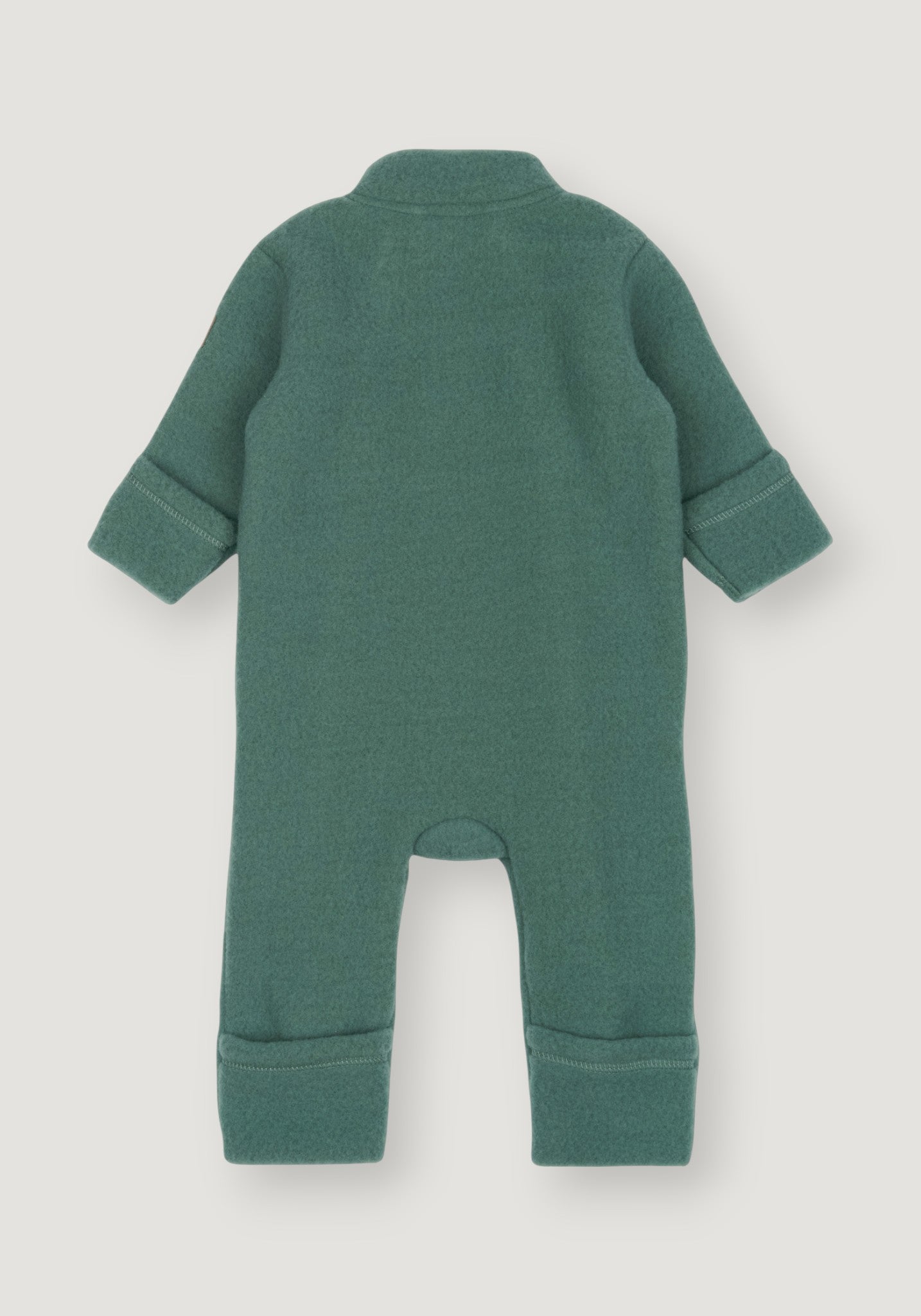 Salopetă cu mănuși și botoși fleece din lână merinos - Balsam Green