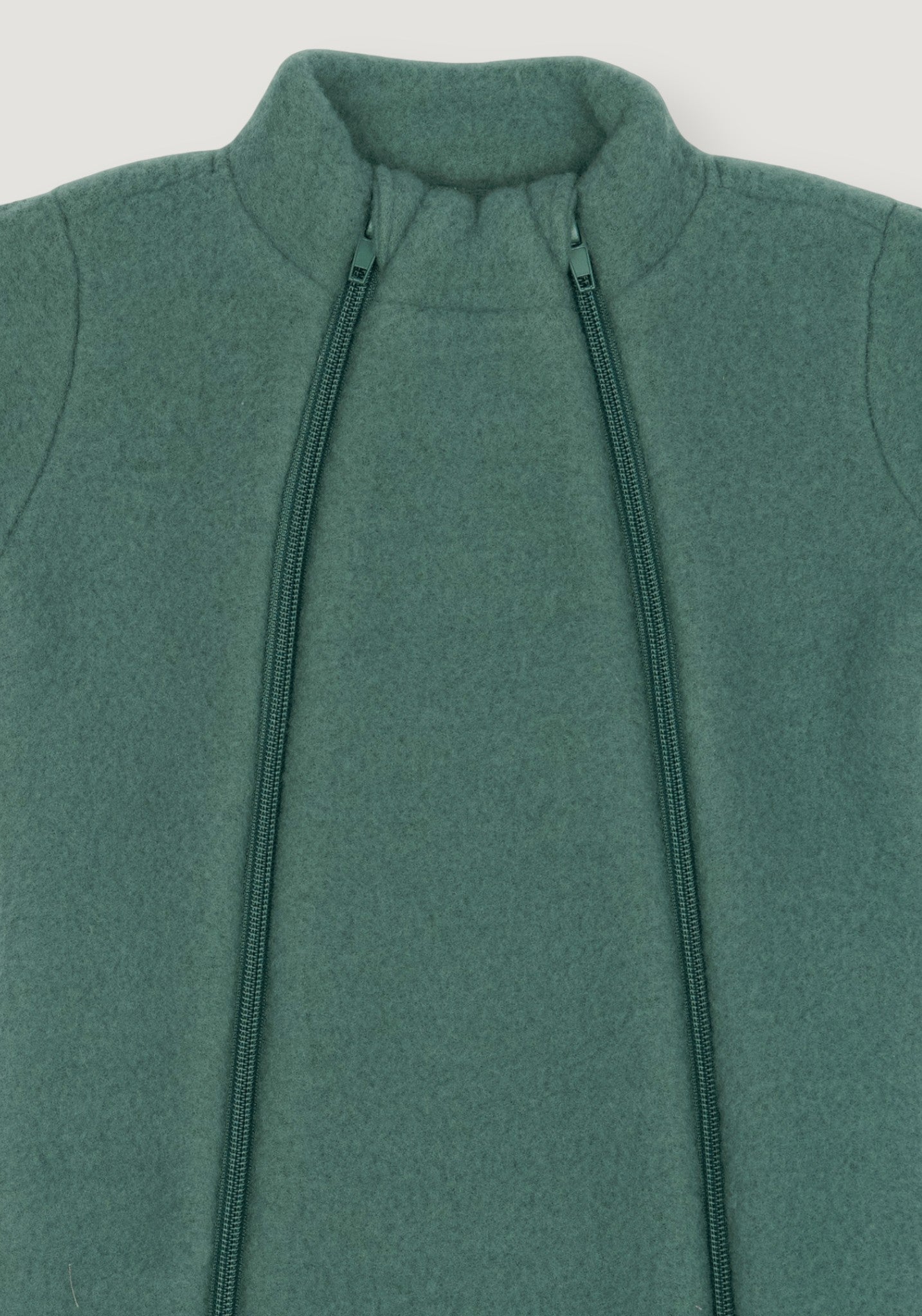 Salopetă cu mănuși și botoși fleece din lână merinos - Balsam Green