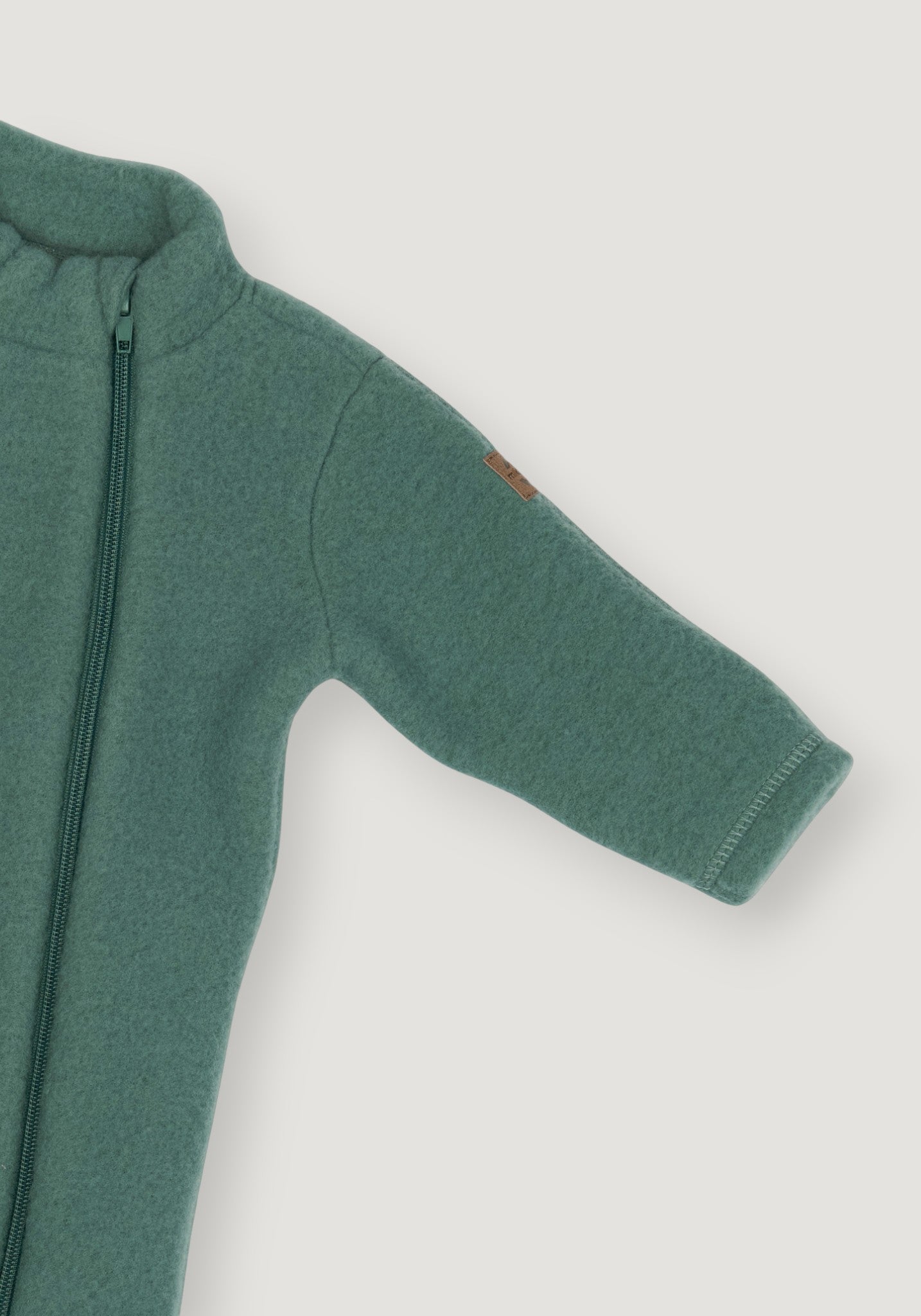 Salopetă cu mănuși și botoși fleece din lână merinos - Balsam Green