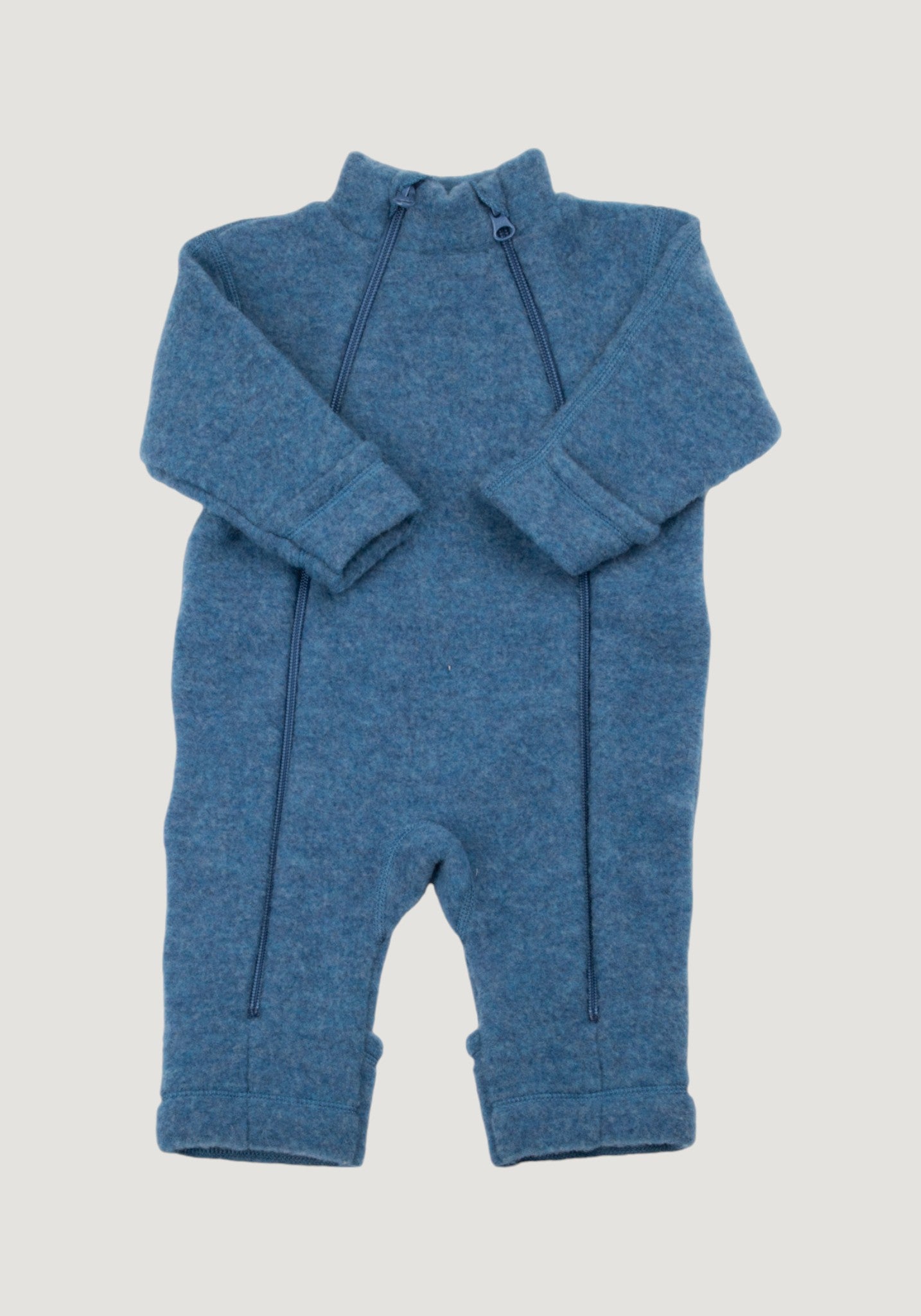 Overall cu mănuși și botoși fleece din lână merinos - Blue 60