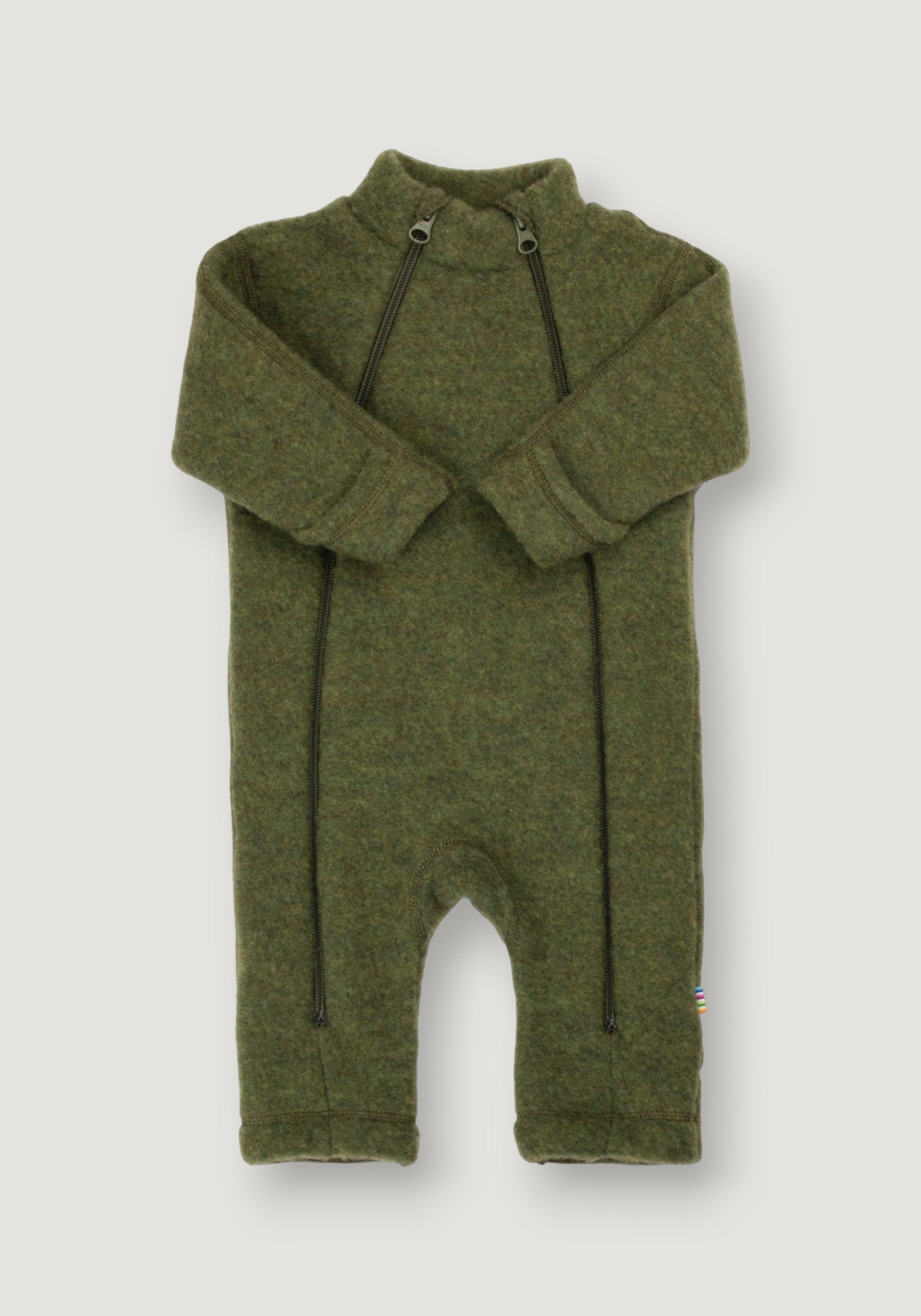 Salopetă cu mănuși și botoși fleece din lână merinos - Dark Olive 60