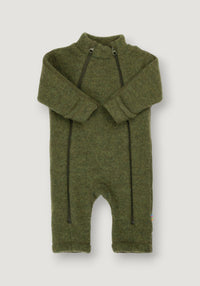 Salopetă cu mănuși și botoși fleece din lână merinos - Dark Olive 60