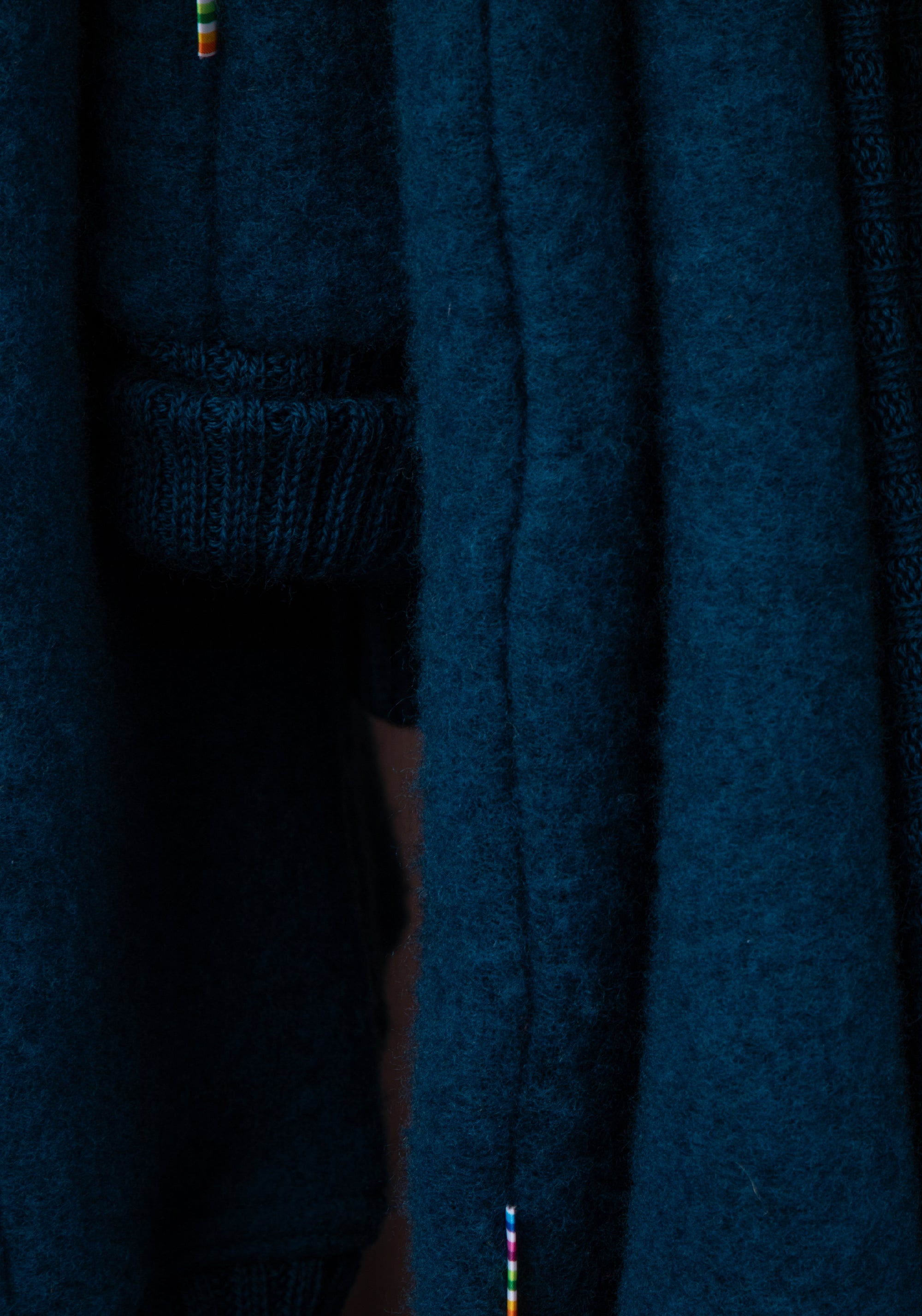 Salopetă cu mănuși și botoși fleece din lână merinos - Dark Turquoise