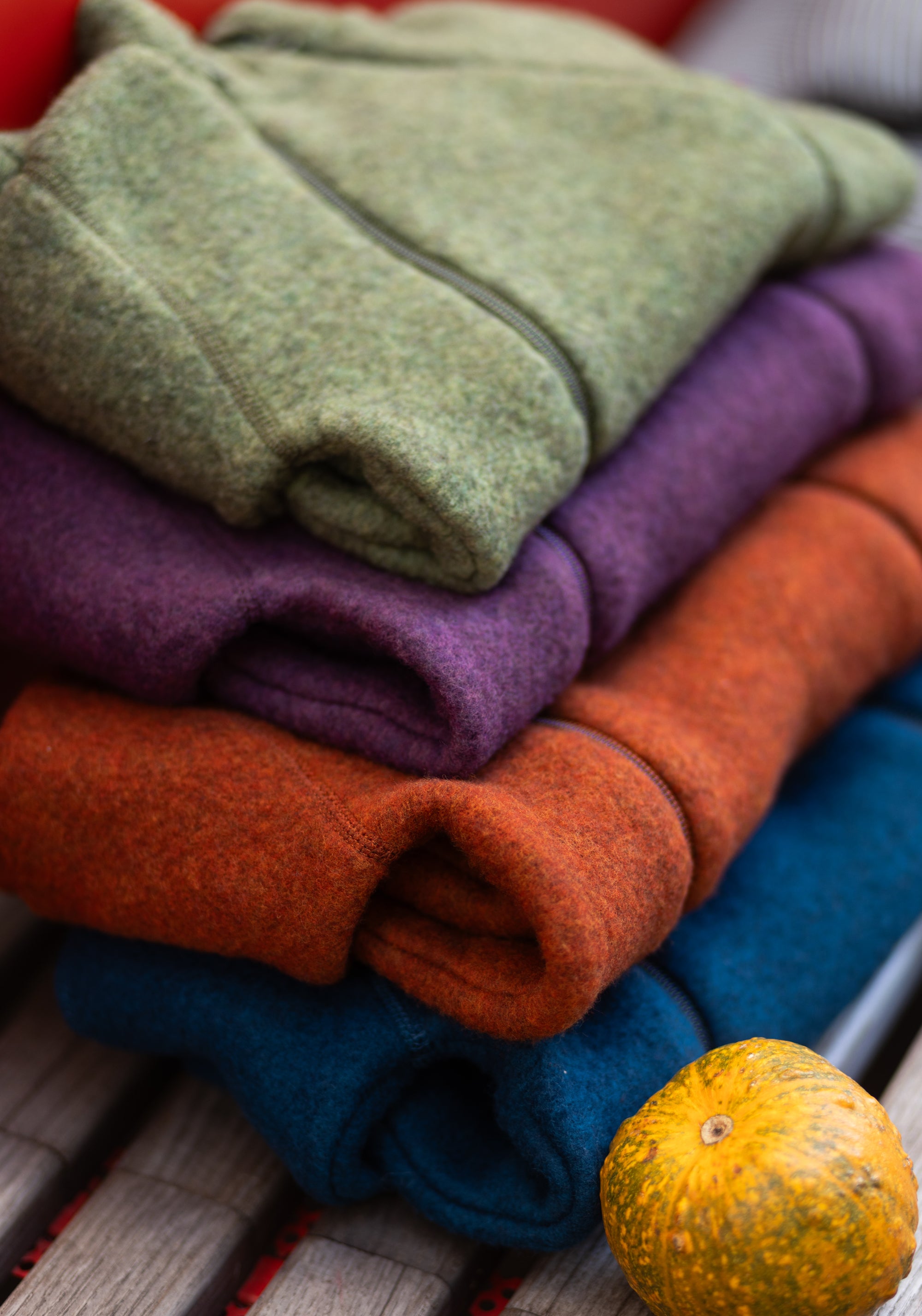 Salopetă cu mănuși și botoși fleece din lână merinos - Russet