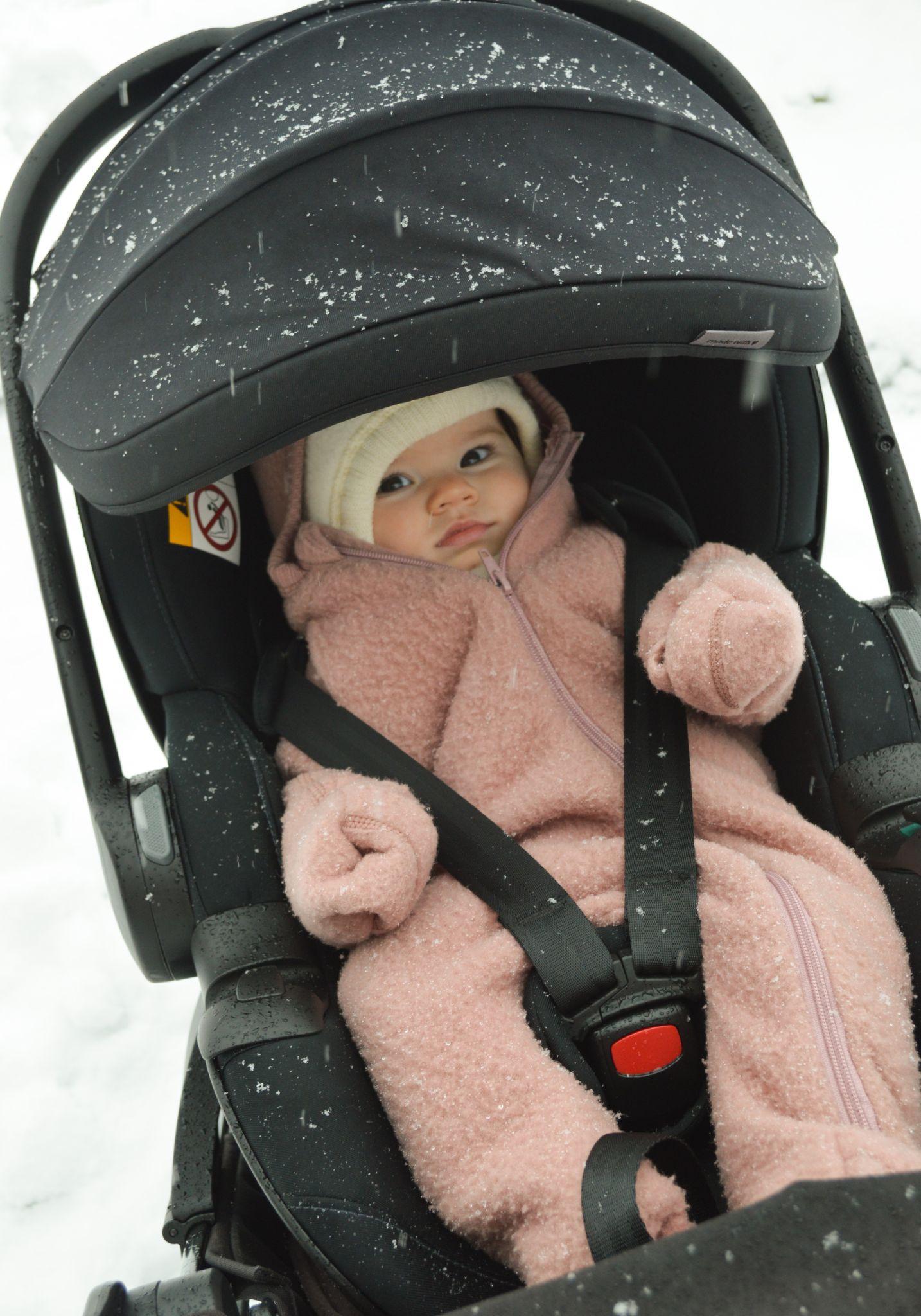 Salopetă cu mănuși și botoși fleece din lână merinos - Teddy Bear Burlwood