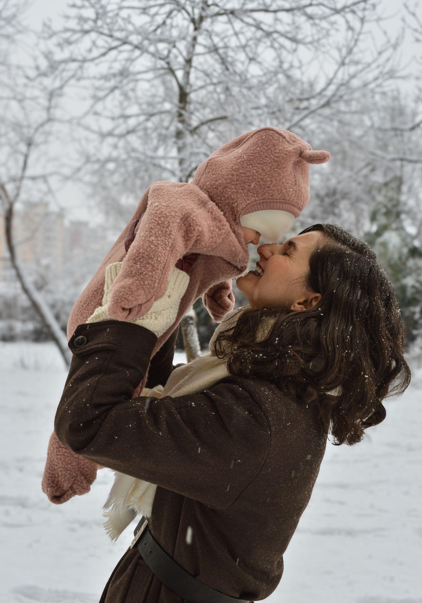 Salopetă cu mănuși și botoși fleece din lână merinos - Teddy Bear Burlwood
