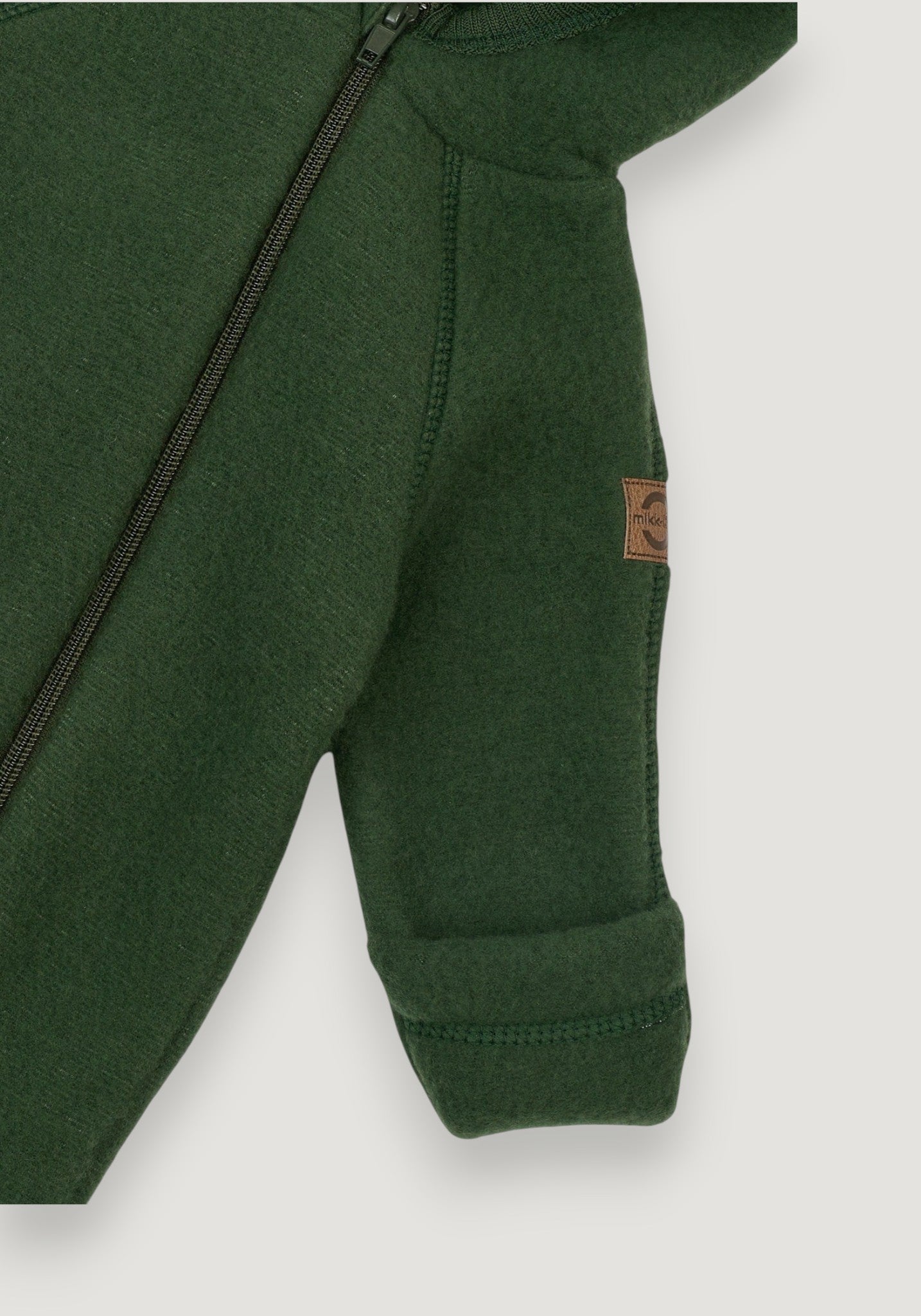 Salopetă cu mănuși și botoși fleece din lână merinos - Teddy Kombu Green