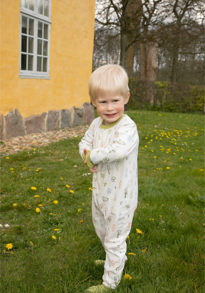 Jumpsuit cu șosete din bumbac - Camp White/Green Joha HipHip.ro