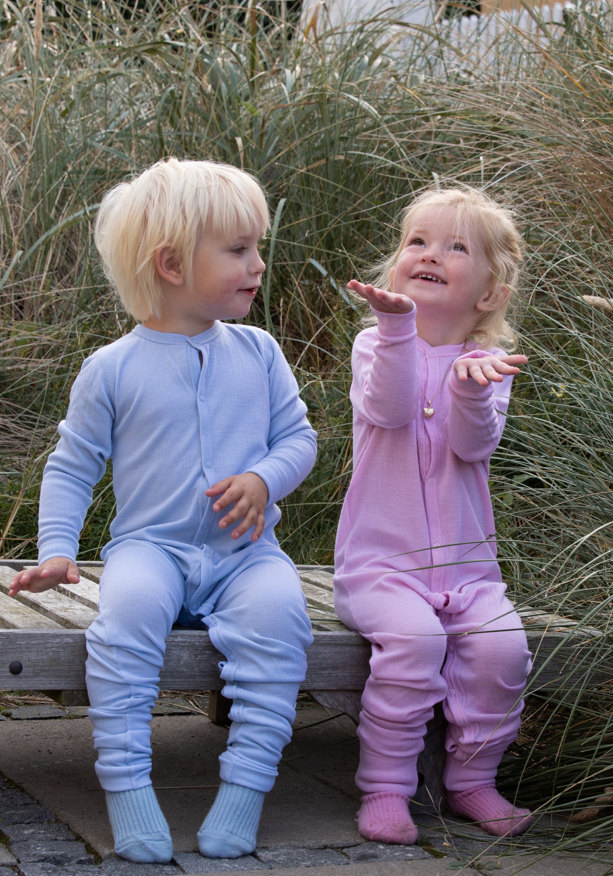 Salopetă cu șosete din lână merinos - Basic Old Rose