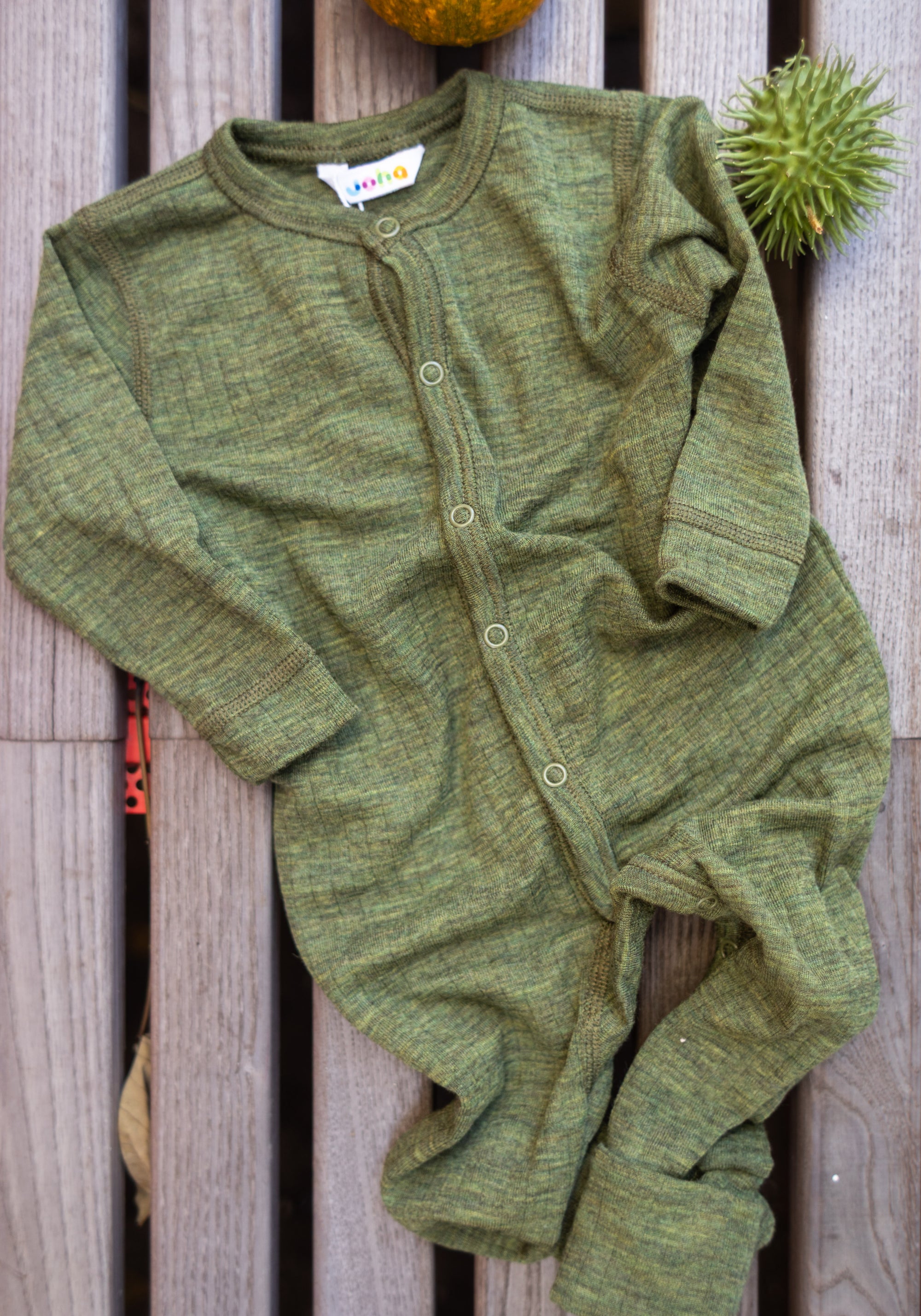 Salopetă cu șosete din lână merinos - Basic Dark Olive