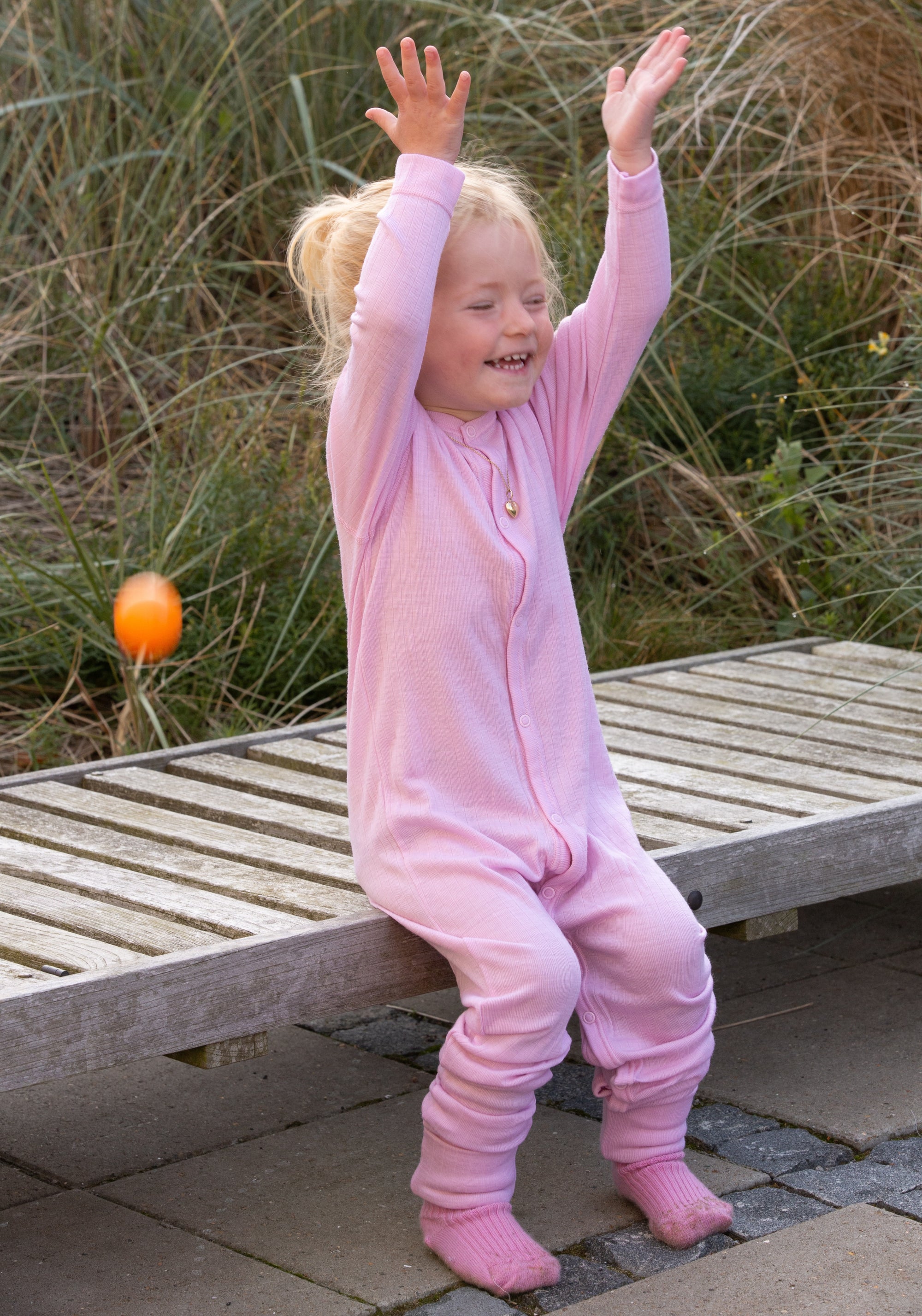 Salopetă cu șosete din lână merinos - Basic Old Rose