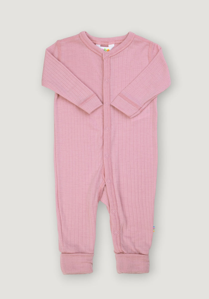 Salopetă cu șosete din lână merinos - Basic Old Rose