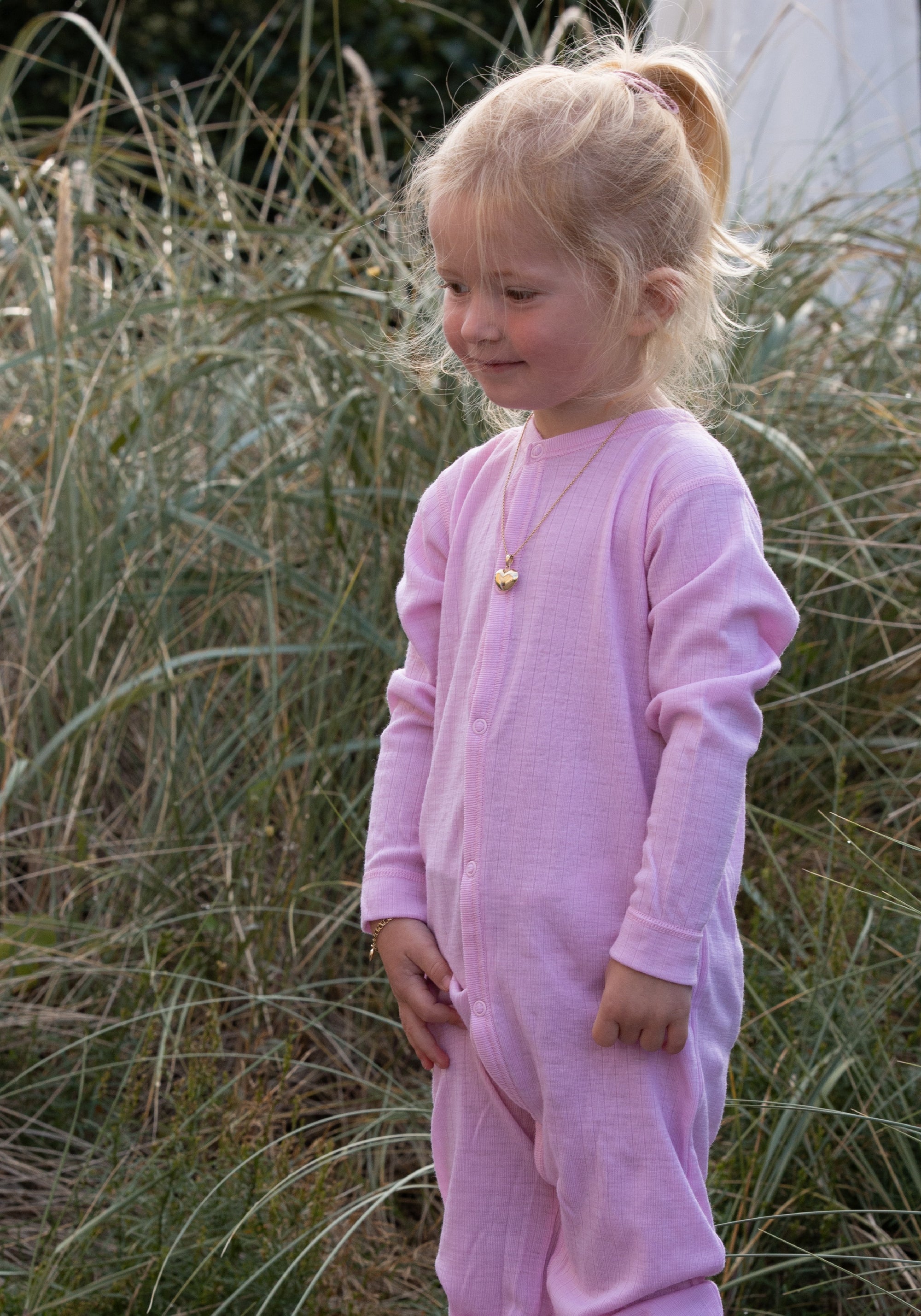 Salopetă cu șosete din lână merinos - Basic Old Rose