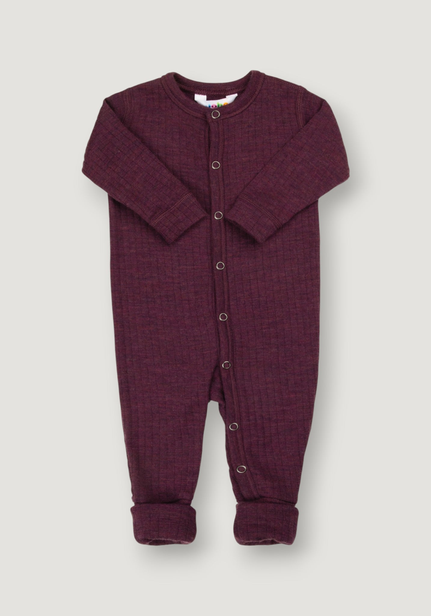 Salopetă cu șosete lână merinos - Basic Plum 50