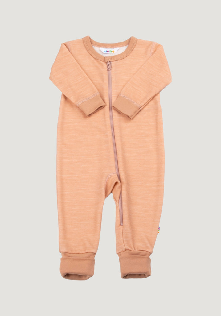 Salopetă cu șosete din lână merinos și bambus - Scarecrow Peach