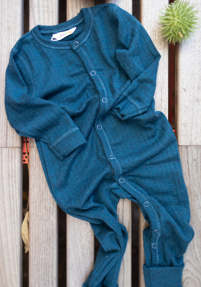 Salopetă cu șosete lână merinos - Basic Dark Turquoise