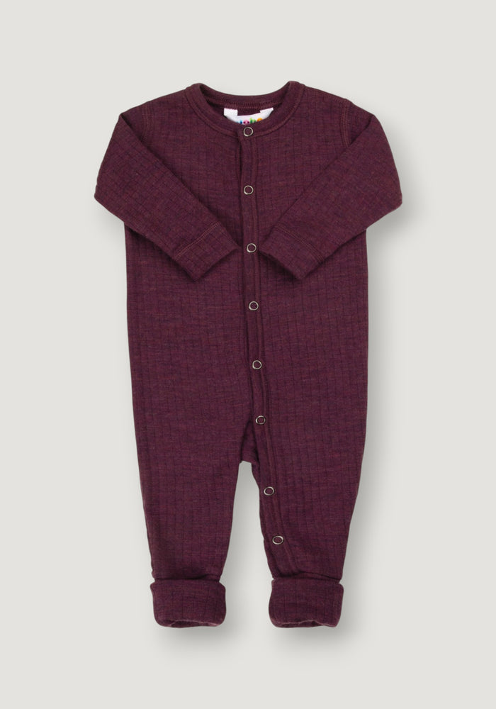 Salopetă cu șosete lână merinos - Basic Plum 50