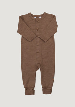 Salopetă cu șosete lână merinos - Single Wool Melange Warm Brown