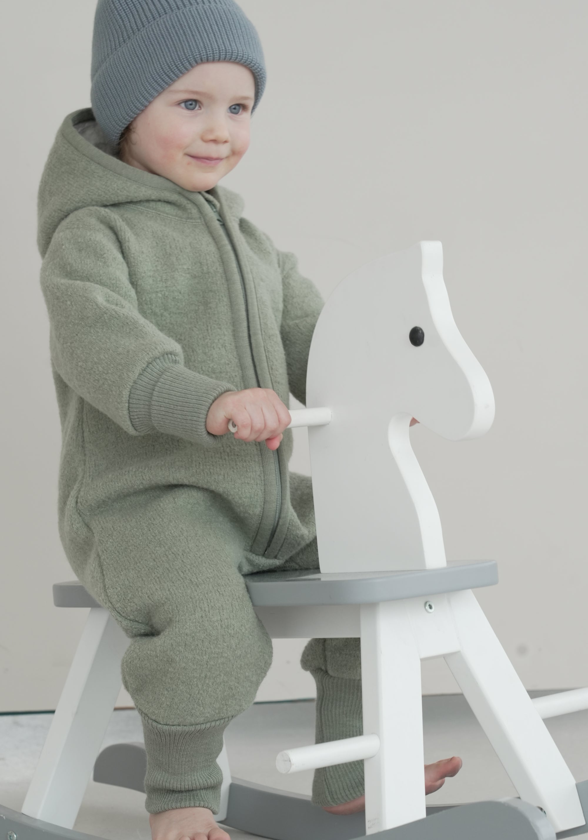 Salopetă din lână fiartă - Sage