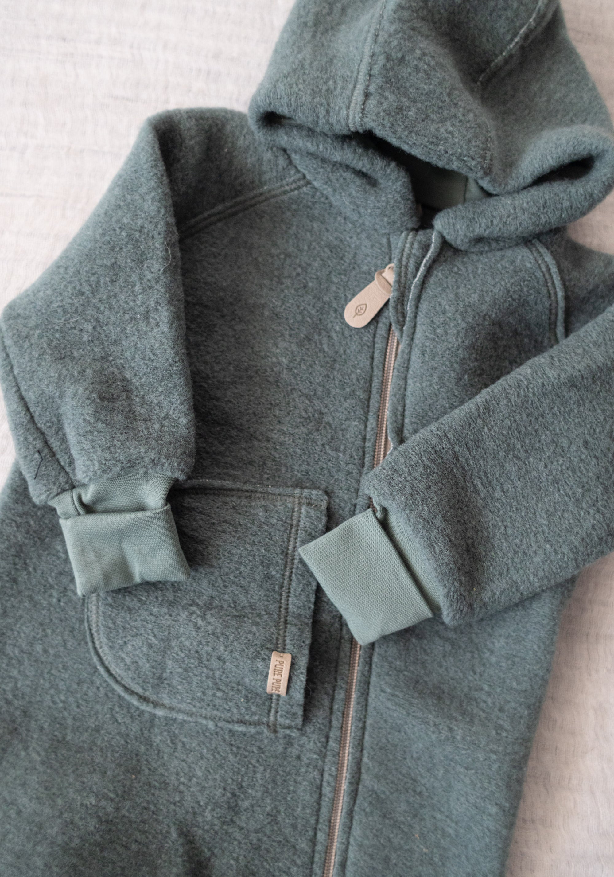 Salopetă din lână fiartă - Sage