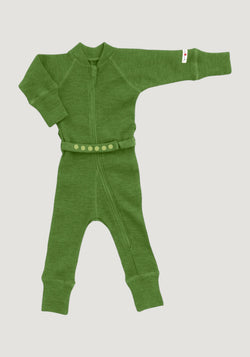 Salopetă din lână merinos - Garden Moss Green