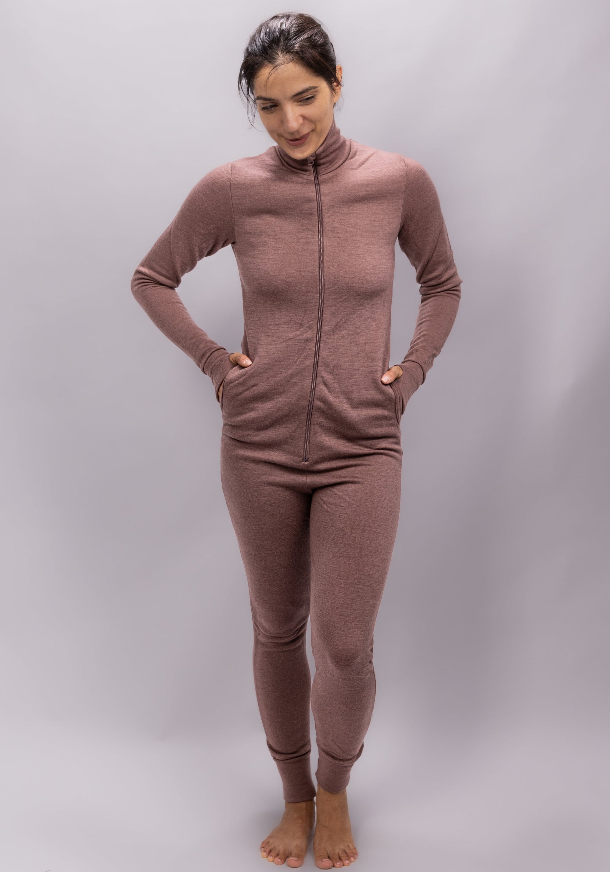 Overall femei brushed din lână merinos - Dark Rose Joha Woman HipHip.ro